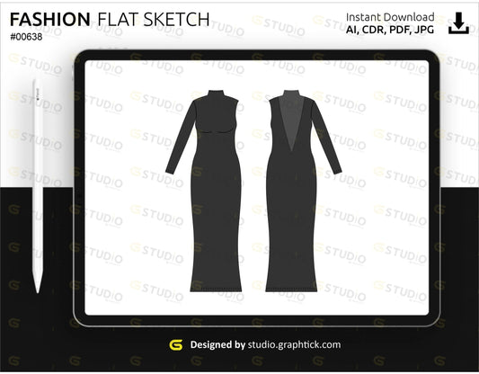 Womens Dress Flat Sketch Dress