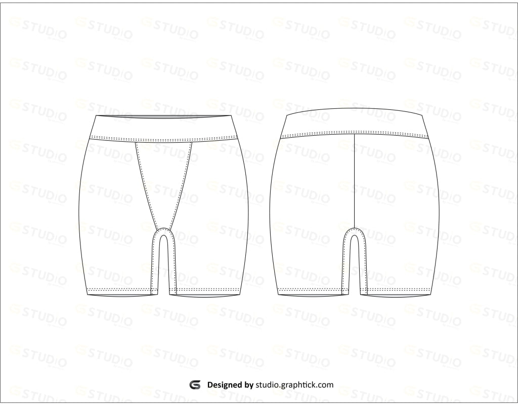 Womens Fitness Shorts Flat Sketch