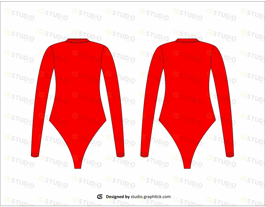 Womens Full Sleeve Bodysuit Flat Sketch