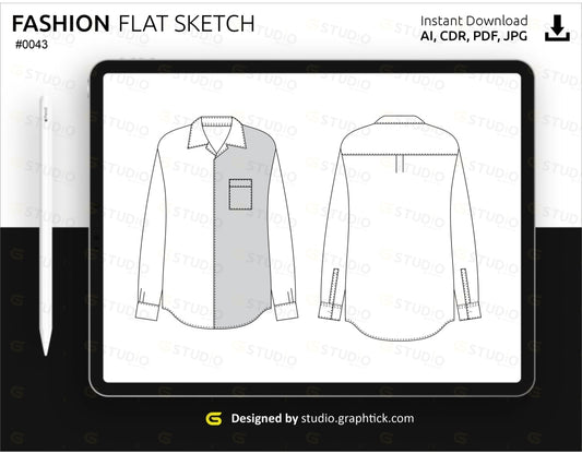 Womens Full Sleeve Shirt Flat Sketch