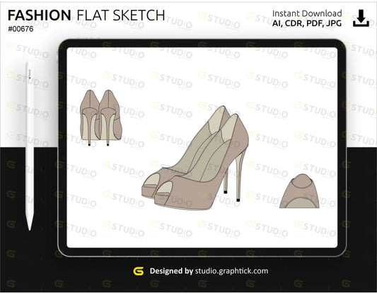 Womens Heel Flat Sketch