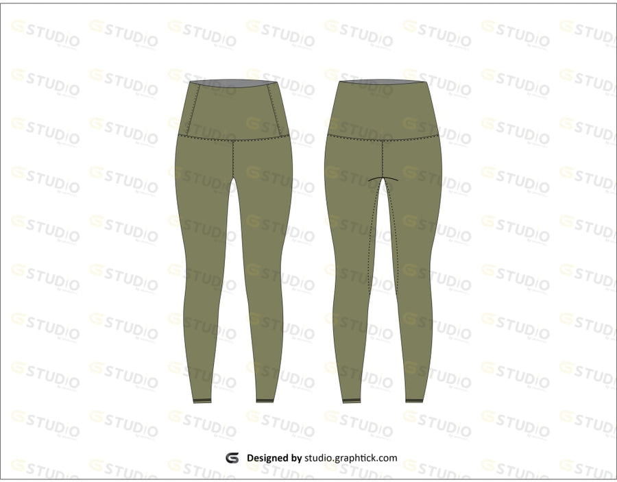 Ladies High Waisted Pocket Leggings, TechPackTemplate