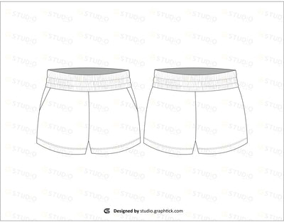 Womens High Waisted Shorts Flat Sketch Shorts