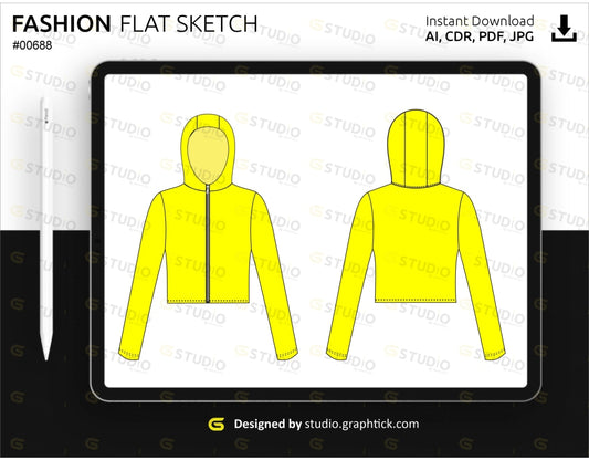 Womens Hooded Jacket Flat Sketch