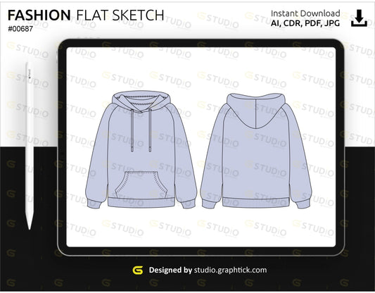 Womens Hoodie Flat Sketch