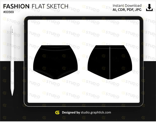 Womens Hot Shorts Flat Sketch