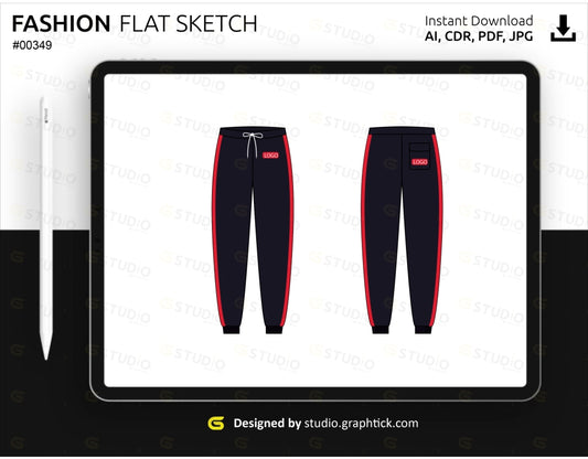 Womens Jogger Pants Flat Sketch