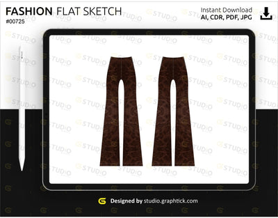 Womens Leather Pant Flat Sketch Pants