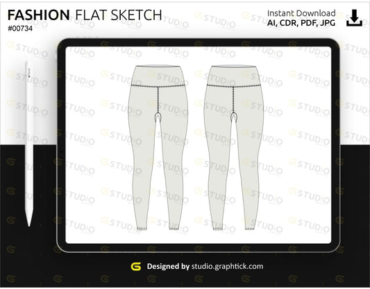 Womens Leggings Flat Sketch