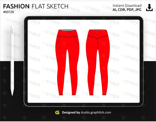 Womens Leggings Flat Sketch