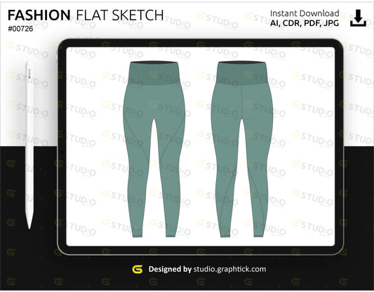 Womens Leggings Flat Sketch