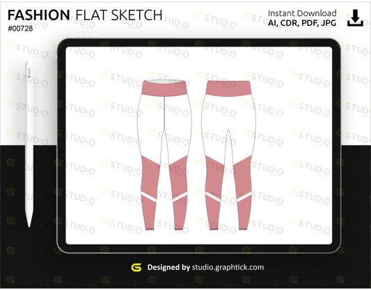 Womens Leggings Flat Sketch