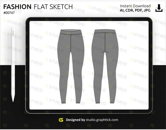 Womens Leggings Flat Sketch