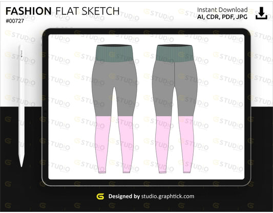 Womens Leggings Flat Sketch