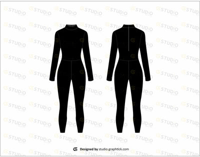 Womens Long Sleeve Bodysuit Flat Sketch