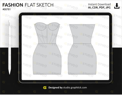 WOMENS MINI DRESS FLAT SKETCH - shop.graphtick.com