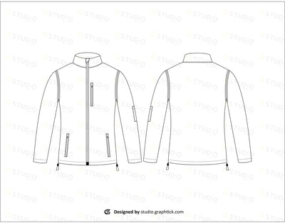 Womens Mock Neck Zipper Jacket Flat Sketch