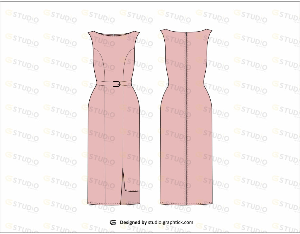 Womens Monochrome Dress Flat Sketch Dress