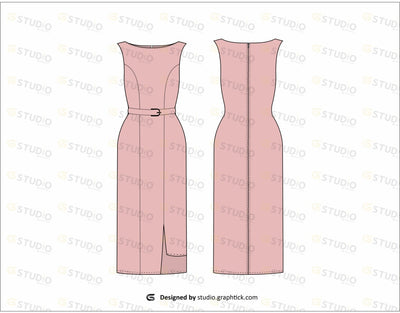 Womens Monochrome Dress Flat Sketch Dress