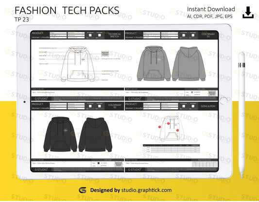 Womens Raglan Sleeve Hoodie Tech Pack Template