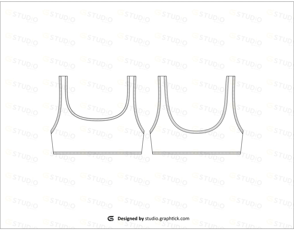 Womens Round Neck Sports Bra Flat Sketch Bras