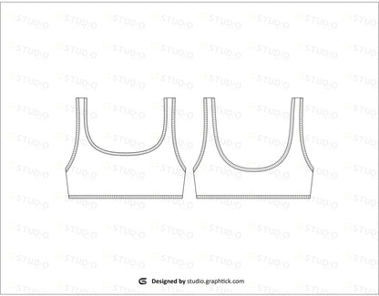 Womens Round Neck Sports Bra Flat Sketch Bras