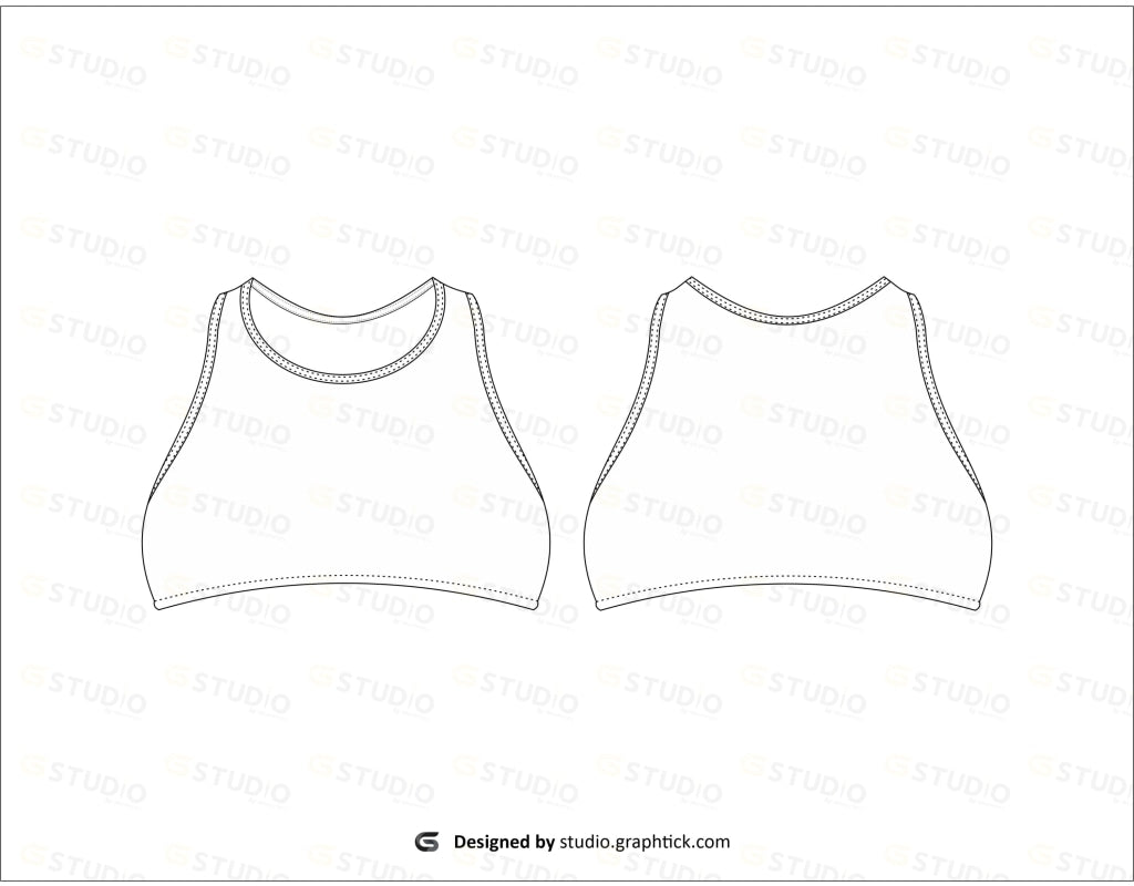 Womens Short Length Top Flat Sketch Bras