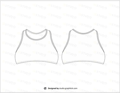 Womens Short Length Top Flat Sketch Bras