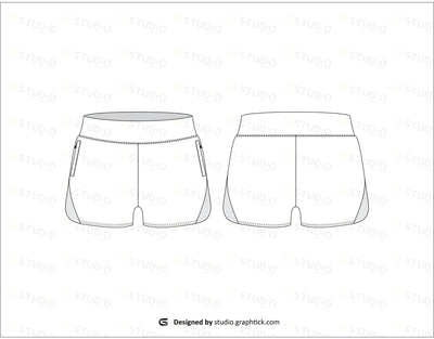 Womens Shorts With Side Slits Flat Sketch
