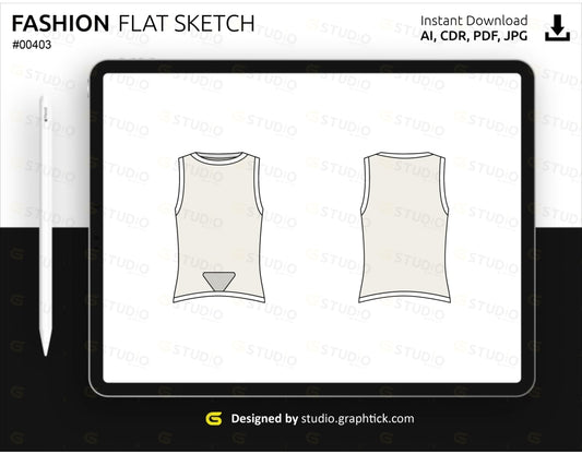 Womens Sleeveless Top Flat Sketch Tops