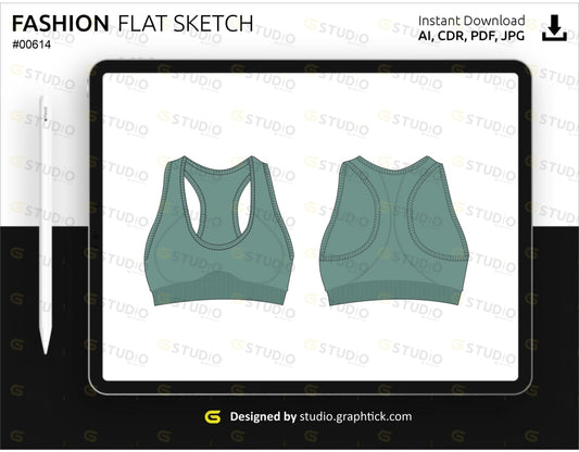 Womens Sports Bra Flat Sketch