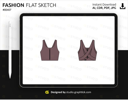 Womens Sports Bra Flat Sketch