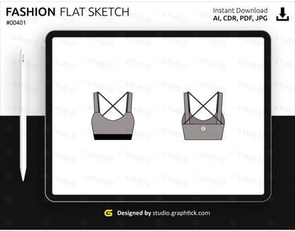 Womens Sports Bra Flat Sketch