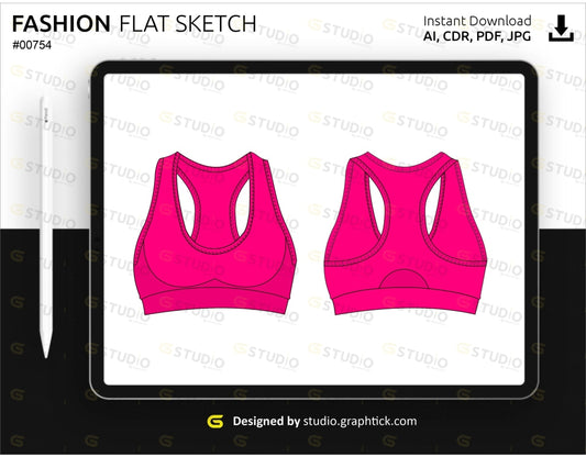 Womens Sports Bra Flat Sketch