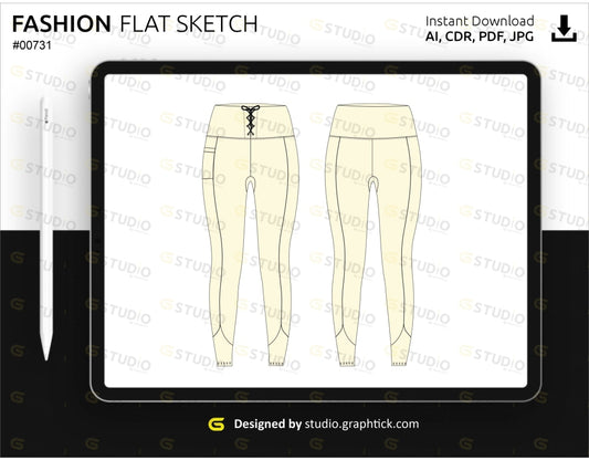 Womens Sports Leggings Flat Sketch