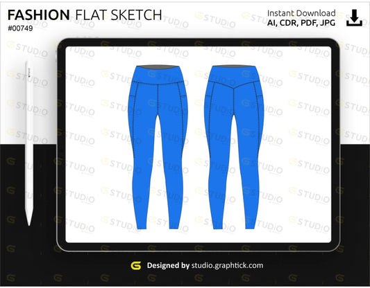 Womens Sports Leggings Flat Sketch