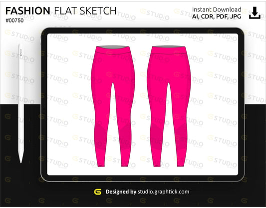 Womens Sports Leggings Flat Sketch