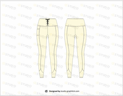 Womens Sports Leggings Flat Sketch