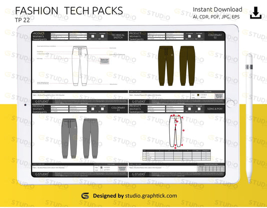 Women`s Sweatpant Tech Pack Template Sweatpants Tech Pack