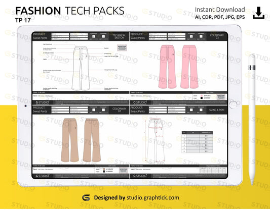 Womens Sweatpants Tech Pack Template