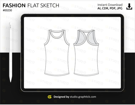 Womens Tank Top Flat Sketch