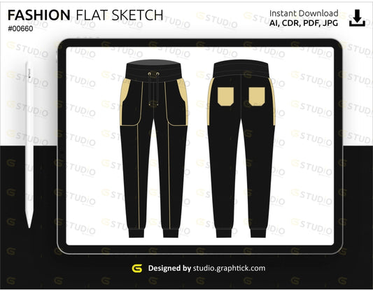 Womens Track Pant Flat Sketch