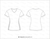 Womens V Neck Fitness Tee Shirt Flat Sketch