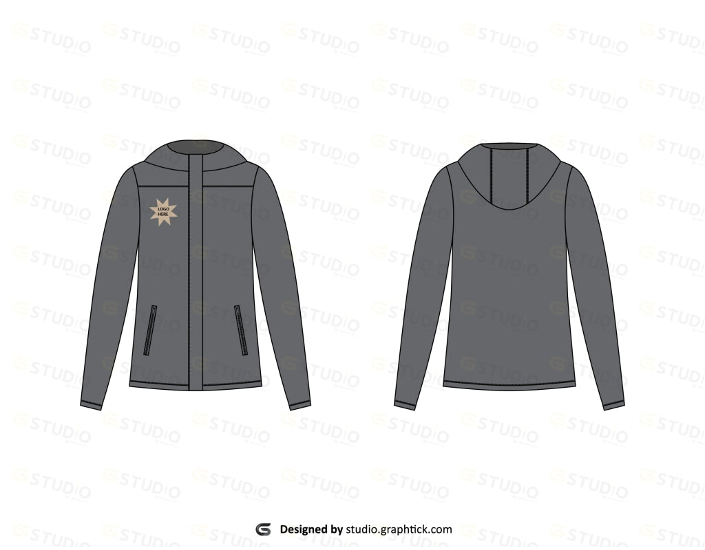 Womens Zipper Jacket Flat Sketch