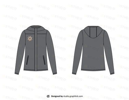 Womens Zipper Jacket Flat Sketch